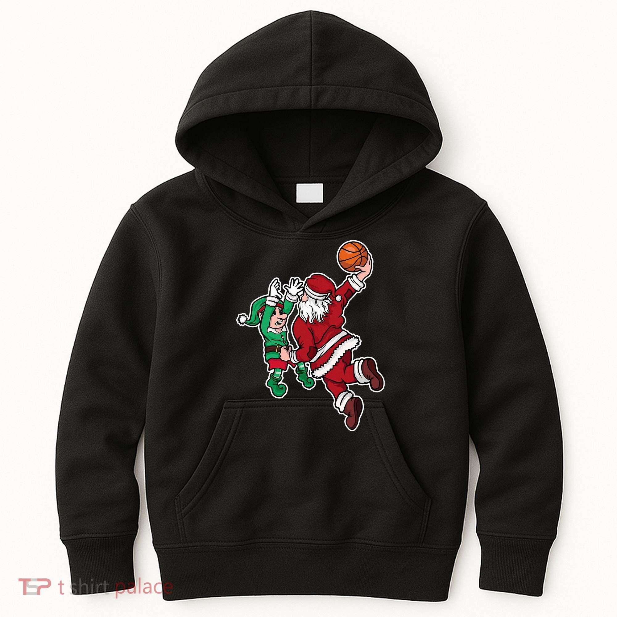 Funny Christmas Basketball Player Santa Claus Dunk Xmas Kids Hoodie