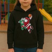 Funny Christmas Basketball Player Santa Claus Dunk Xmas Kids Hoodie thumb 3