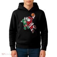 Funny Christmas Basketball Player Santa Claus Dunk Xmas Kids Hoodie thumb 4