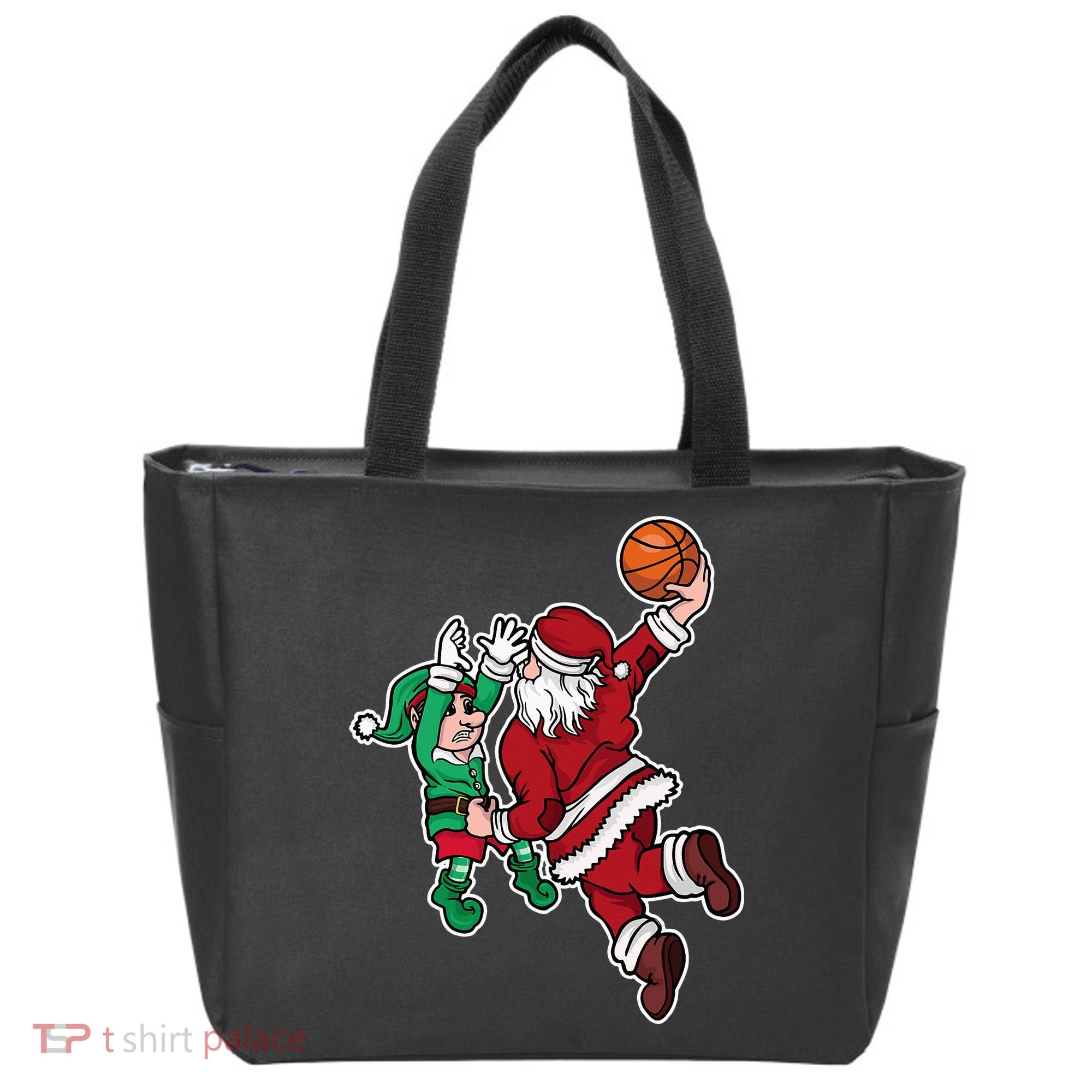Funny Christmas Basketball Player Santa Claus Dunk Xmas Tote Bag