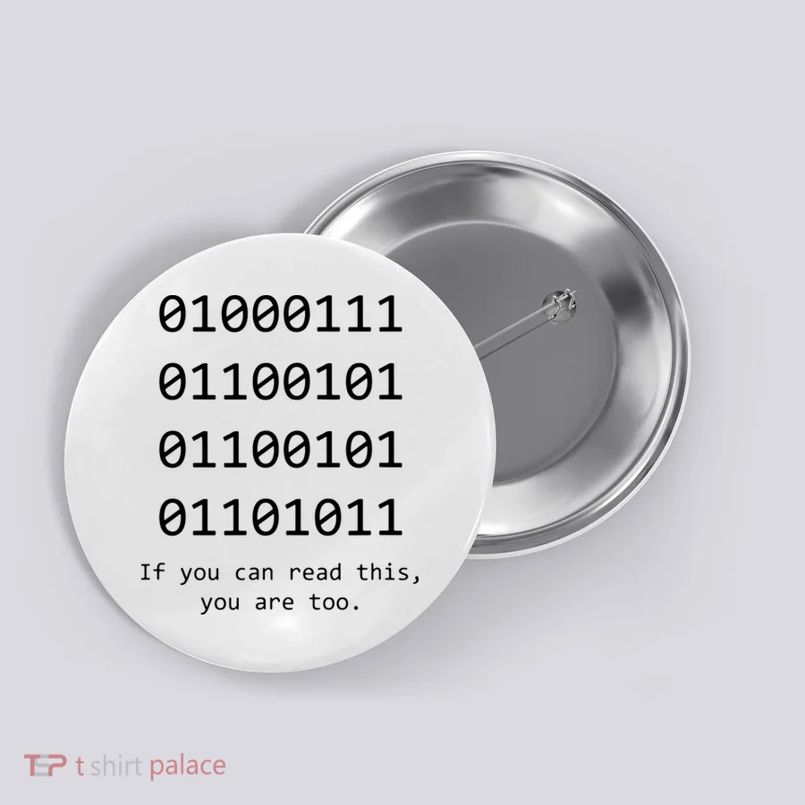 Funny Computer Binary Code Programmer Developer Geek Gift Button