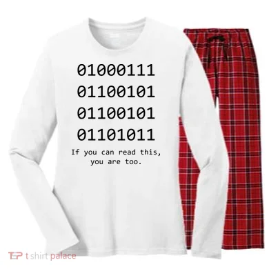 Funny Computer Binary Code Programmer Developer Geek Gift Women's Long Sleeve Flannel Pajama Set