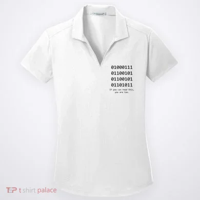 Funny Computer Binary Code Programmer Developer Geek Gift Women's Dry Zone Grid Polo