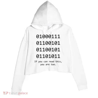 Funny Computer Binary Code Programmer Developer Geek Gift Crop Fleece Hoodie