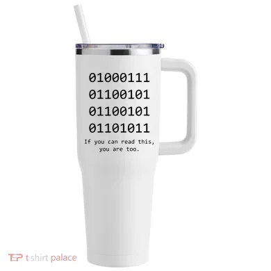 Funny Computer Binary Code Programmer Developer Geek Gift 40oz Vacuum Insulated Stainless Steel Travel Tumbler
