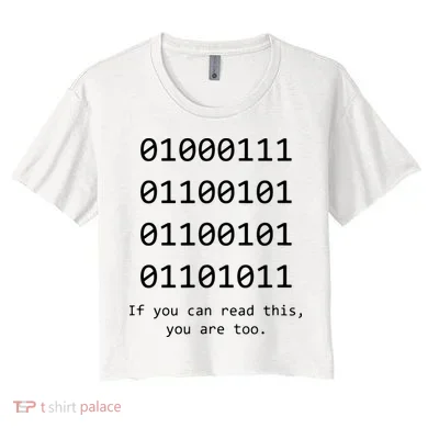 Funny Computer Binary Code Programmer Developer Geek Gift Women's Crop Top Tee