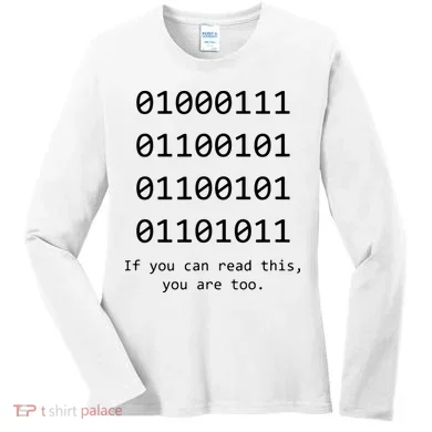 Funny Computer Binary Code Programmer Developer Geek Gift Women's Long Sleeve Shirt