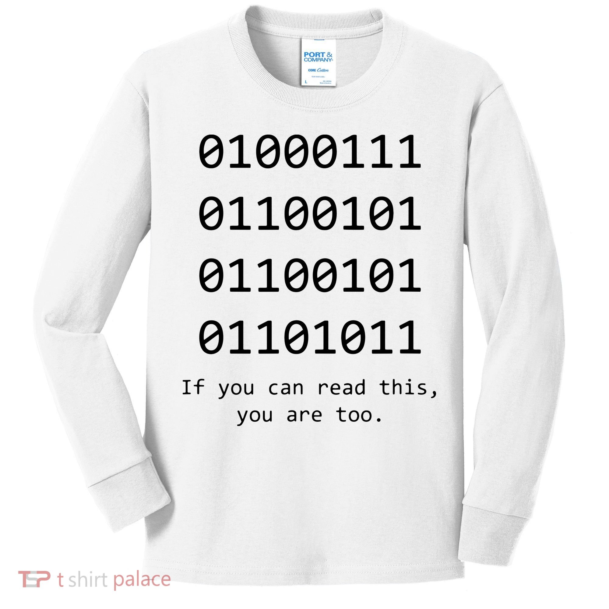 Funny Computer Binary Code Programmer Developer Geek Gift Kids Long Sleeve Shirt