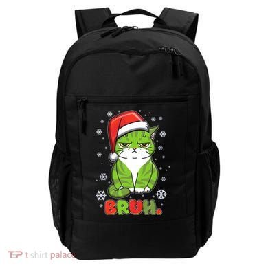 Funny Christmas Bruh Grumpy Grinch Cat Backpack