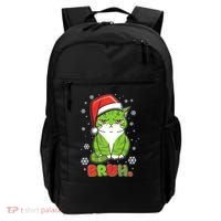Funny Christmas Bruh Grumpy Grinch Cat Backpack thumb 0