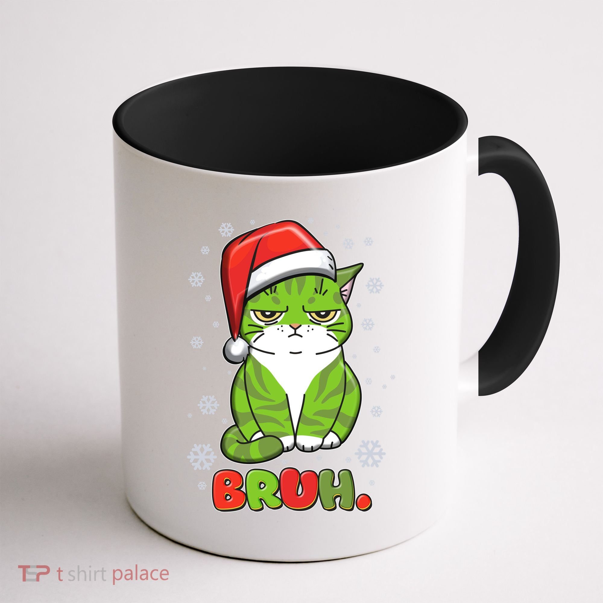 Funny Christmas Bruh Grumpy Grinch Cat Coffee Mug