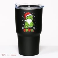 Funny Christmas Bruh Grumpy Grinch Cat Tumbler thumb 0