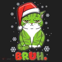 Funny Christmas Bruh Grumpy Grinch Cat Tumbler thumb 3
