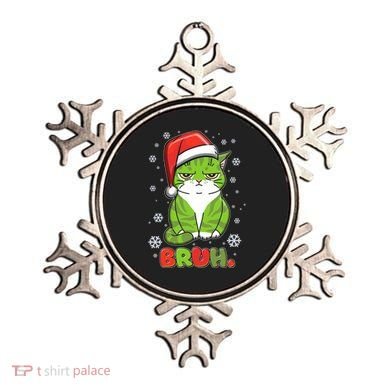 Funny Christmas Bruh Grumpy Grinch Cat Ornament