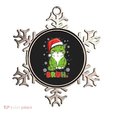 Funny Christmas Bruh Grumpy Grinch Cat Ornament