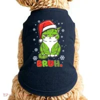 Funny Christmas Bruh Grumpy Grinch Cat Doggie Tank thumb 0