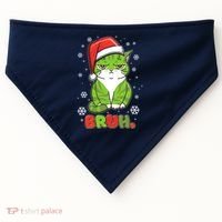 Funny Christmas Bruh Grumpy Grinch Cat USA-Made Doggie Bandana thumb 0