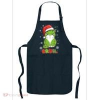 Funny Christmas Bruh Grumpy Grinch Cat Apron thumb 0