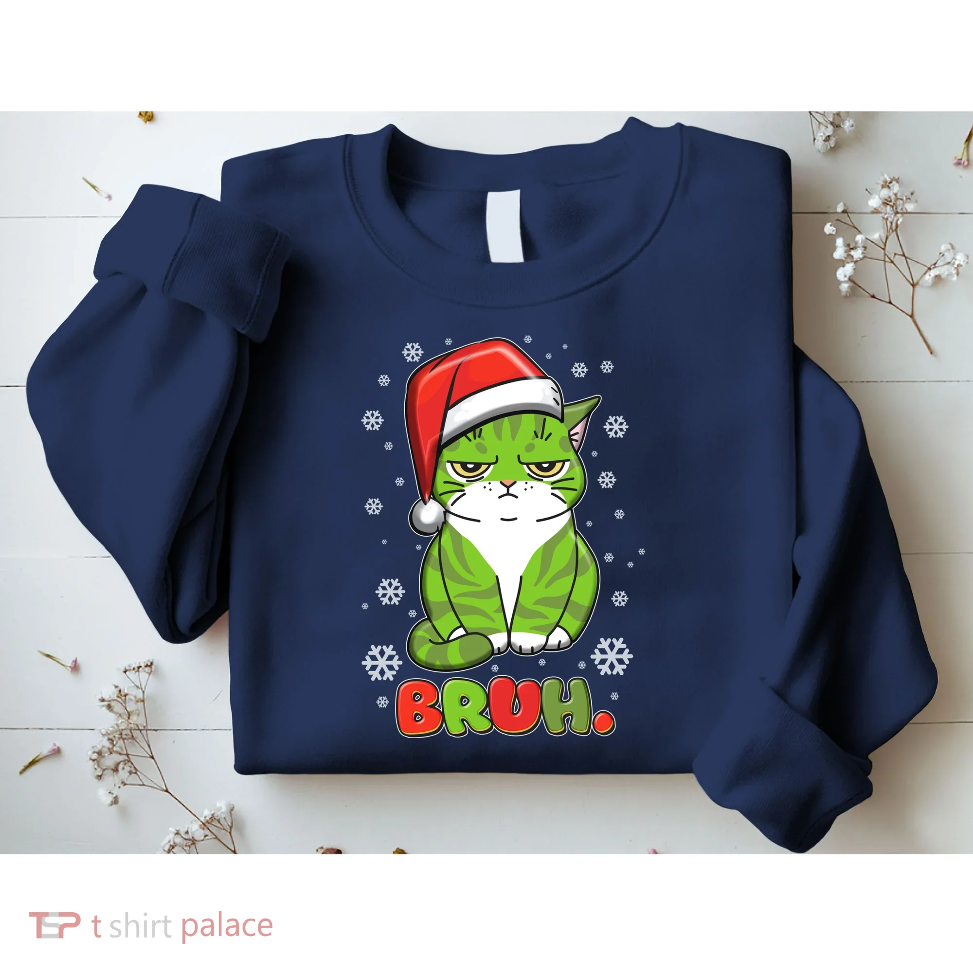 Funny Christmas Bruh Grumpy Grinch Cat Sweatshirt