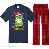 Funny Christmas Bruh Grumpy Grinch Cat Pajama Set thumb 0