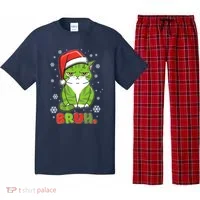 Funny Christmas Bruh Grumpy Grinch Cat Pajama Set thumb 0