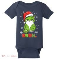 Funny Christmas Bruh Grumpy Grinch Cat Baby Bodysuit thumb 0