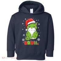 Funny Christmas Bruh Grumpy Grinch Cat Toddler Hoodie thumb 0