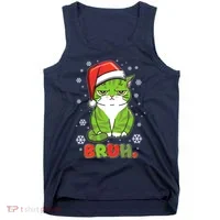 Funny Christmas Bruh Grumpy Grinch Cat Tank Top thumb 0