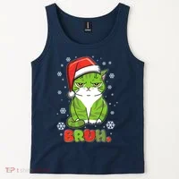 Funny Christmas Bruh Grumpy Grinch Cat Tank Top thumb 2