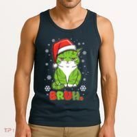 Funny Christmas Bruh Grumpy Grinch Cat Tank Top thumb 3