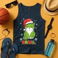 Funny Christmas Bruh Grumpy Grinch Cat Tank Top thumb 4