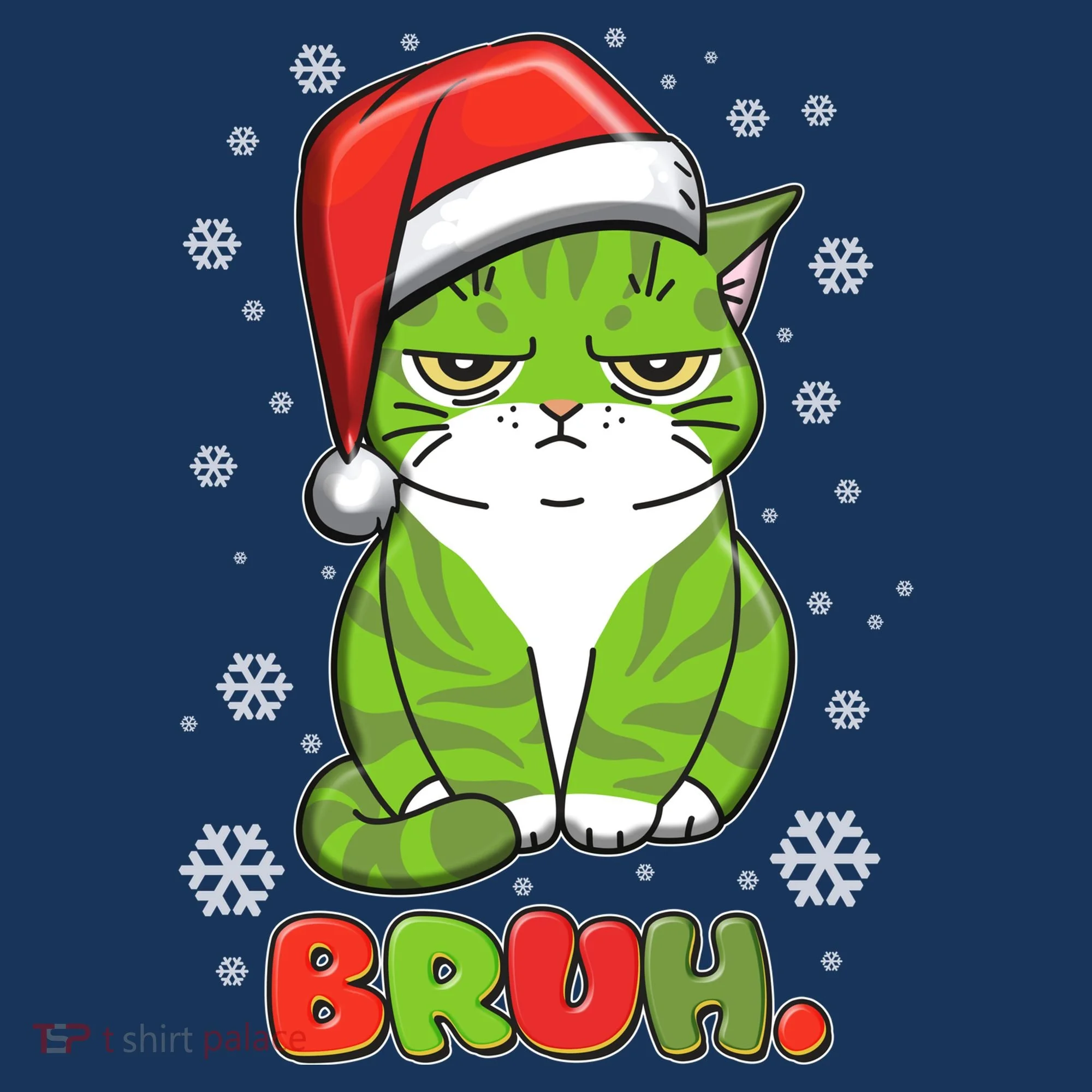 Funny Christmas Bruh Grumpy Grinch Cat Tank Top