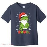 Funny Christmas Bruh Grumpy Grinch Cat Toddler T-Shirt thumb 0