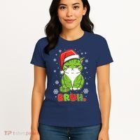 Funny Christmas Bruh Grumpy Grinch Cat Women's T-Shirt thumb 4