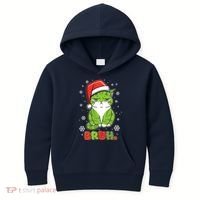 Funny Christmas Bruh Grumpy Grinch Cat Kids Hoodie thumb 0