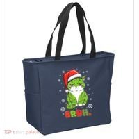 Funny Christmas Bruh Grumpy Grinch Cat Tote Bag thumb 2
