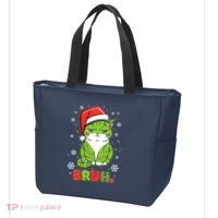 Funny Christmas Bruh Grumpy Grinch Cat Tote Bag thumb 3