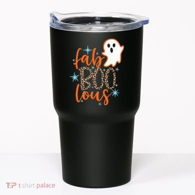 Funny Cute Boo Ghost Halloween Fab-Boo Lous Leopard Tumbler