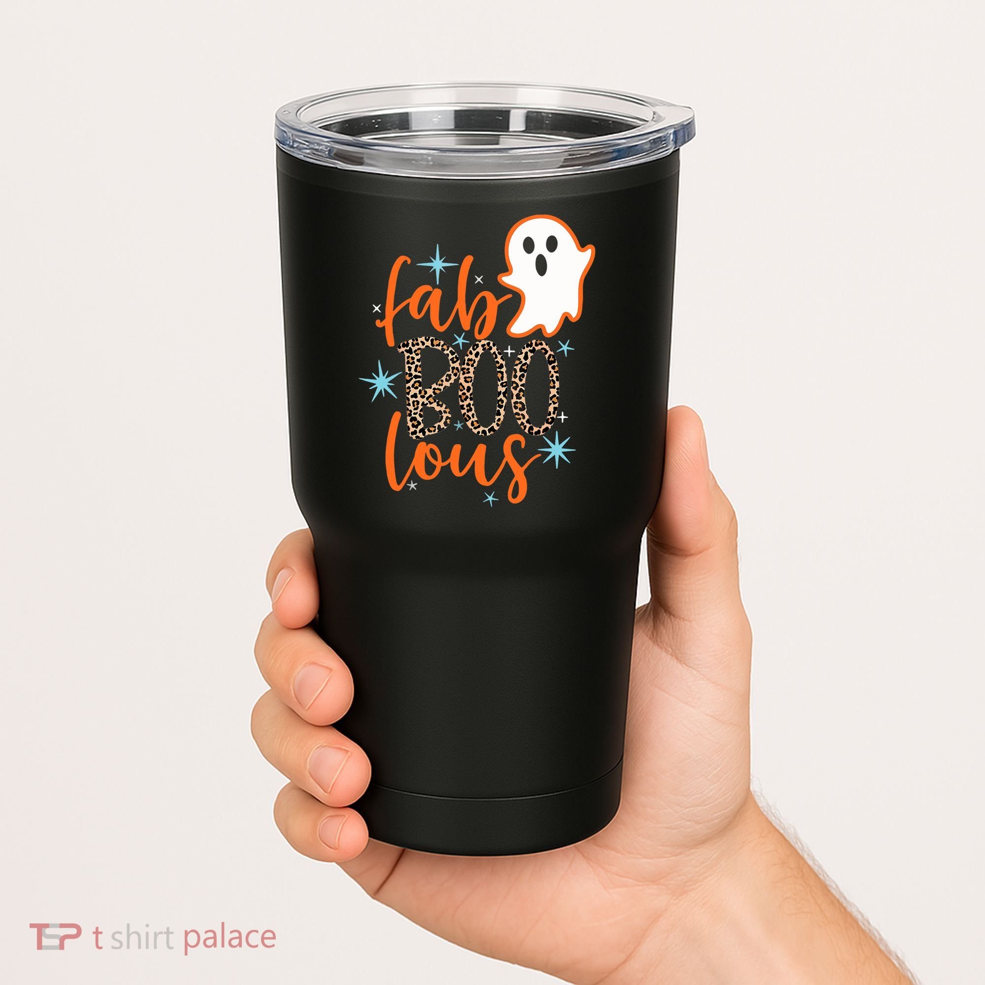 Funny Cute Boo Ghost Halloween Fab-Boo Lous Leopard Tumbler