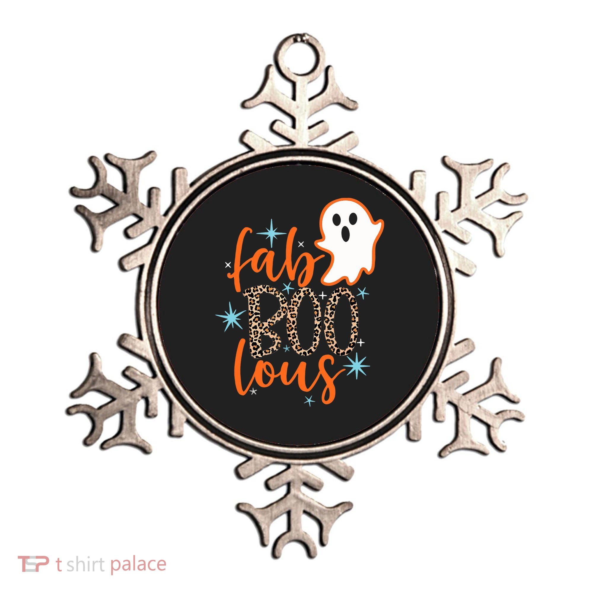 Funny Cute Boo Ghost Halloween Fab-Boo Lous Leopard Ornament
