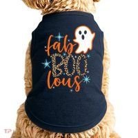 Funny Cute Boo Ghost Halloween Fab-Boo Lous Leopard Doggie Tank thumb 0