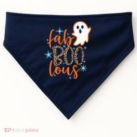 Funny Cute Boo Ghost Halloween Fab-Boo Lous Leopard USA-Made Doggie Bandana thumb 0