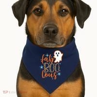 Funny Cute Boo Ghost Halloween Fab-Boo Lous Leopard USA-Made Doggie Bandana thumb 1