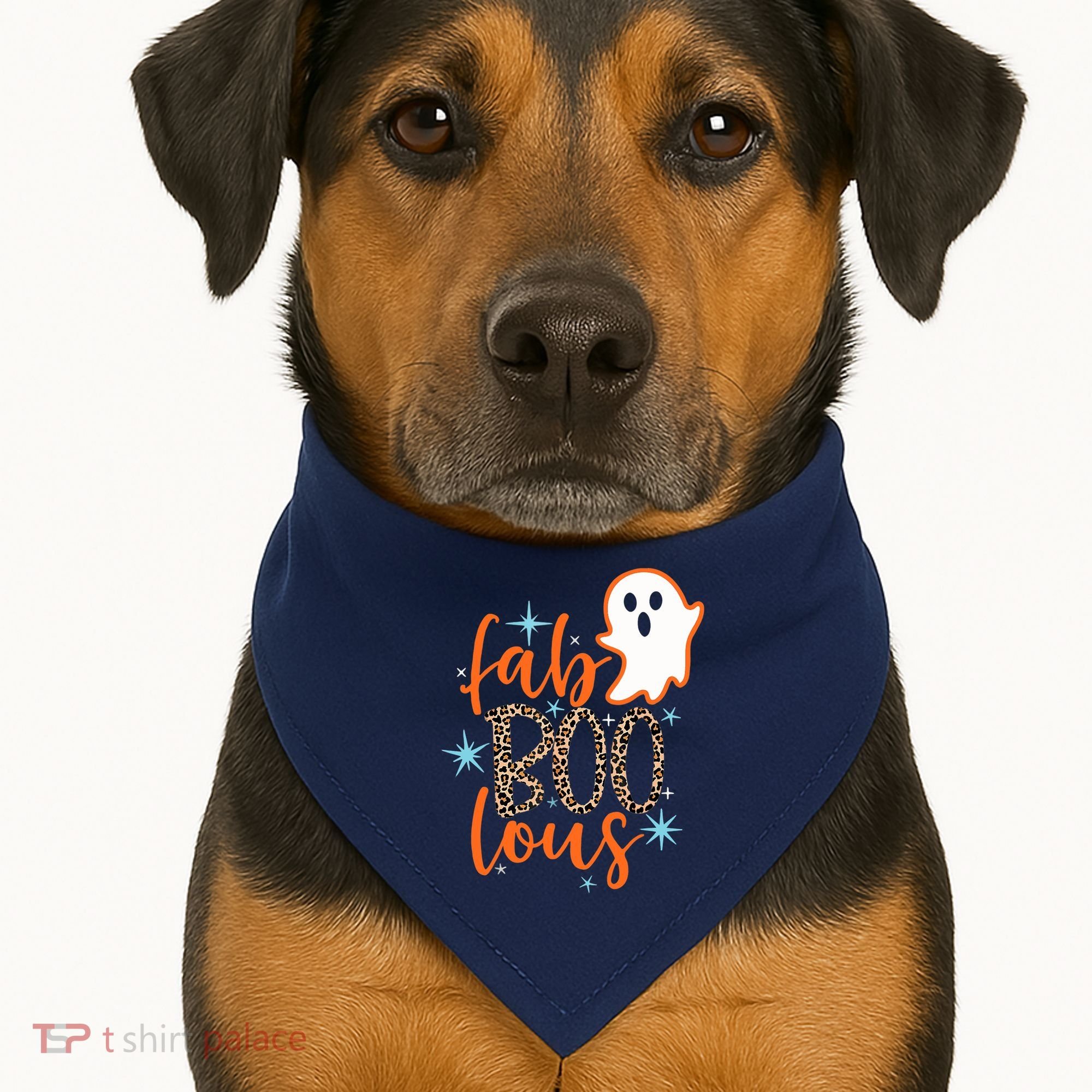 Funny Cute Boo Ghost Halloween Fab-Boo Lous Leopard USA-Made Doggie Bandana