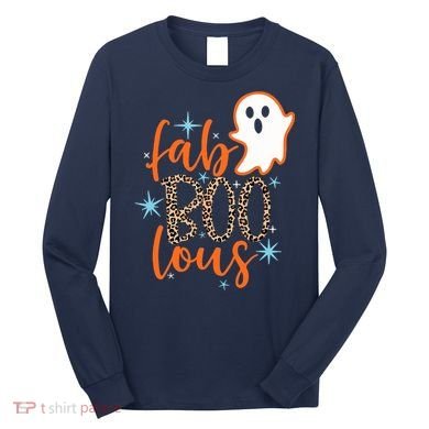Funny Cute Boo Ghost Halloween Fab-Boo Lous Leopard Long Sleeve Shirt