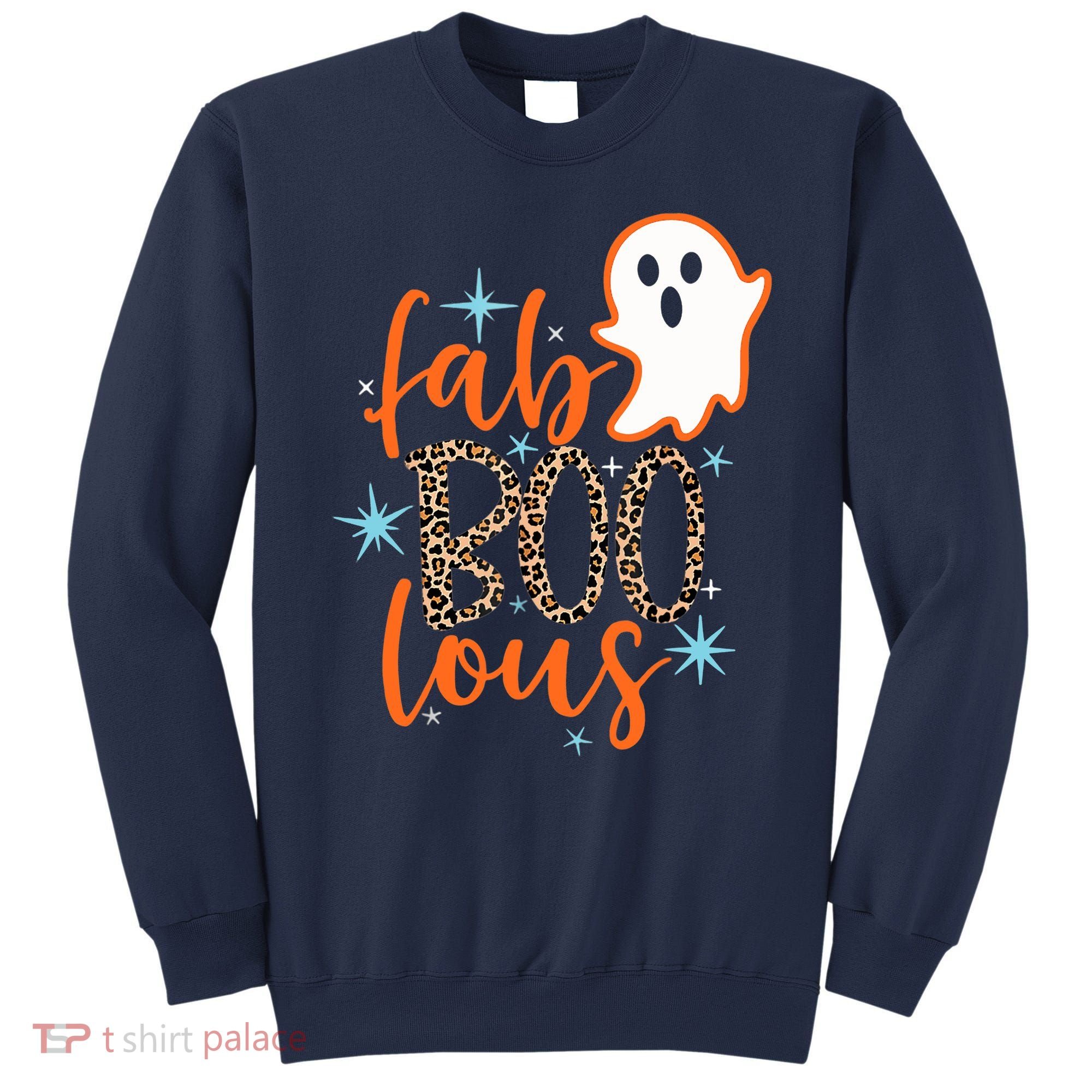 Funny Cute Boo Ghost Halloween Fab-Boo Lous Leopard Sweatshirt