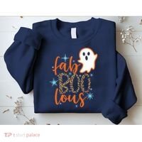 Funny Cute Boo Ghost Halloween Fab-Boo Lous Leopard Sweatshirt thumb 2