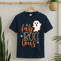 Funny Cute Boo Ghost Halloween Fab-Boo Lous Leopard T-Shirt thumb 2