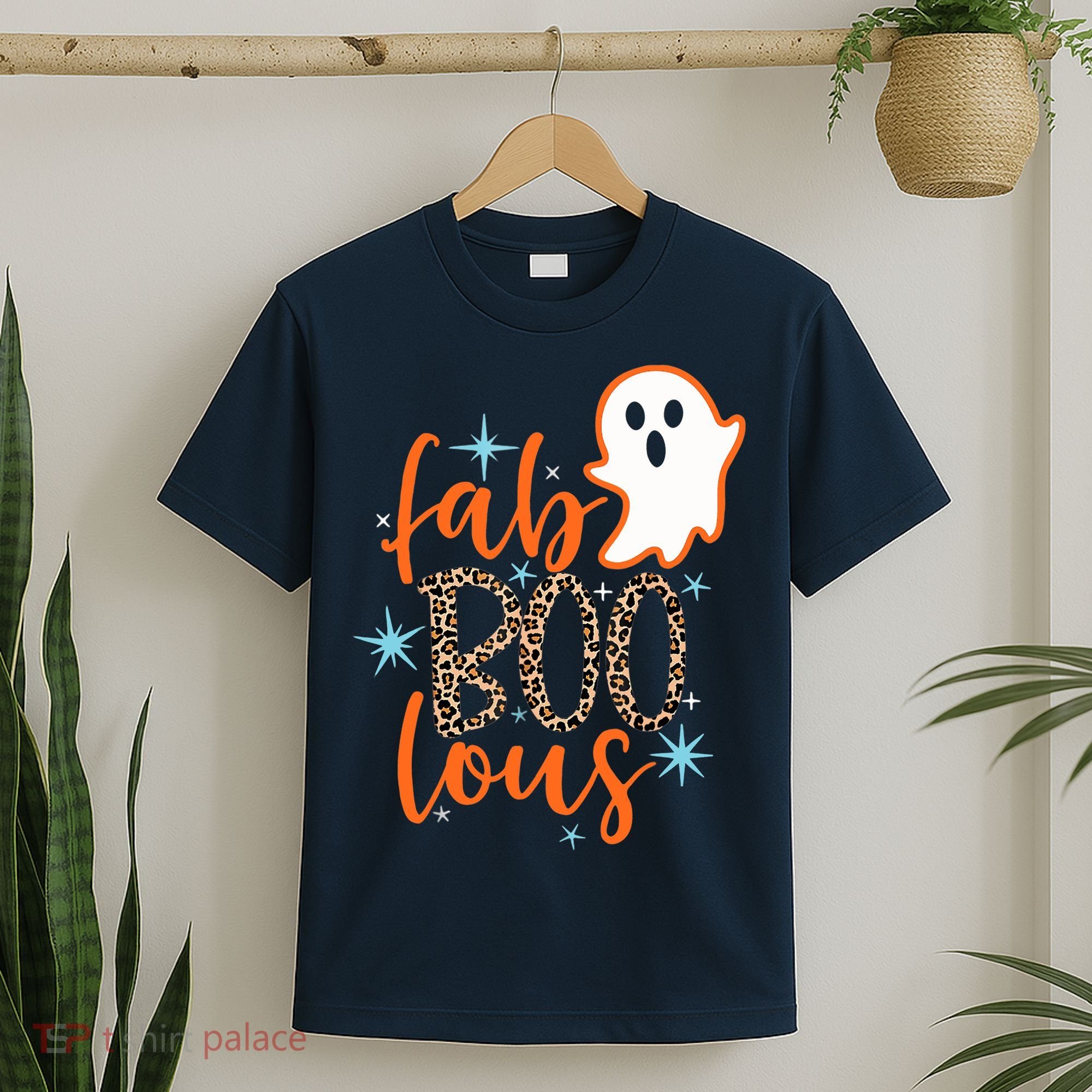 Funny Cute Boo Ghost Halloween Fab-Boo Lous Leopard T-Shirt