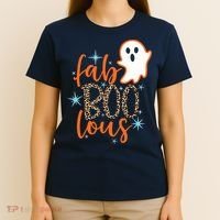 Funny Cute Boo Ghost Halloween Fab-Boo Lous Leopard T-Shirt thumb 4